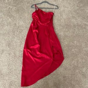 Red Silk One Shoulder Formal Dress Size Sm